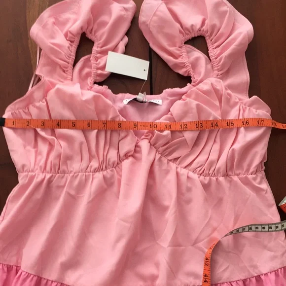 NWT English Factory pink ruffle tiered maxi dress M Vici Caprice dress - Picture 10 of 13